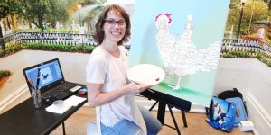 Artist Demonstrates Work and Promotes Gallery at Main VIC