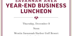 Savannah Area Year-End Business Lunch on December 9 to honor 2021 Oglethorpe Award Winner Robert H. Demere, Jr.