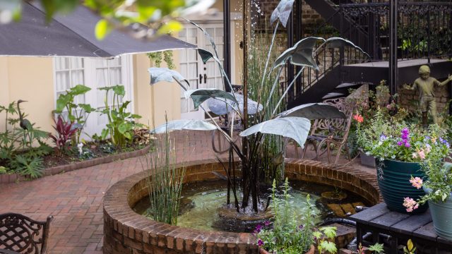 Fountain in the courtyard at Eliza Thompson House