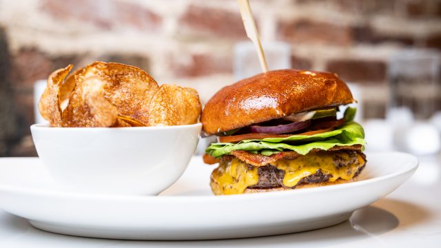 Burger and chips